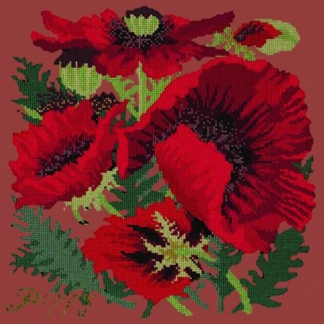 Elizabeth Bradley, Botanical Garden, RED POPPY - 16x16 pollici Elizabeth Bradley - 5