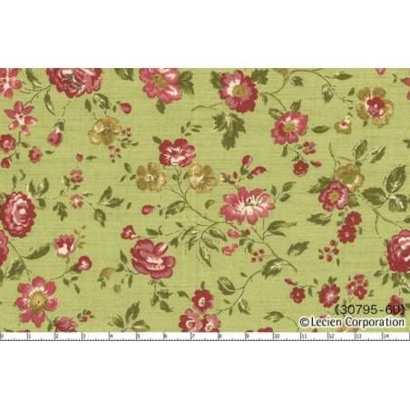 Lecien Quilter's First, Tessuto verde con fiori Lecien Corporation - 1