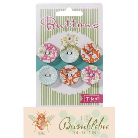 Tilda fabric buttons 23 mm, 6 pz Bumblebee Tilda Fabrics - 1