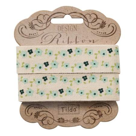 Tilda ribbon, Nastro 20 mm Flower Teal Spring Lake Tilda Fabrics - 1