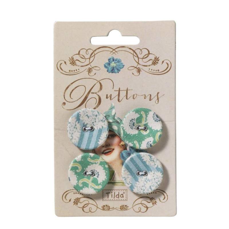 Tilda fabric buttons 25 mm, Spring Lake 4 pz Tilda Fabrics - 1 Tilda fabric buttons 25 mm, Spring Lake 4 pz Tilda Fabrics - 1