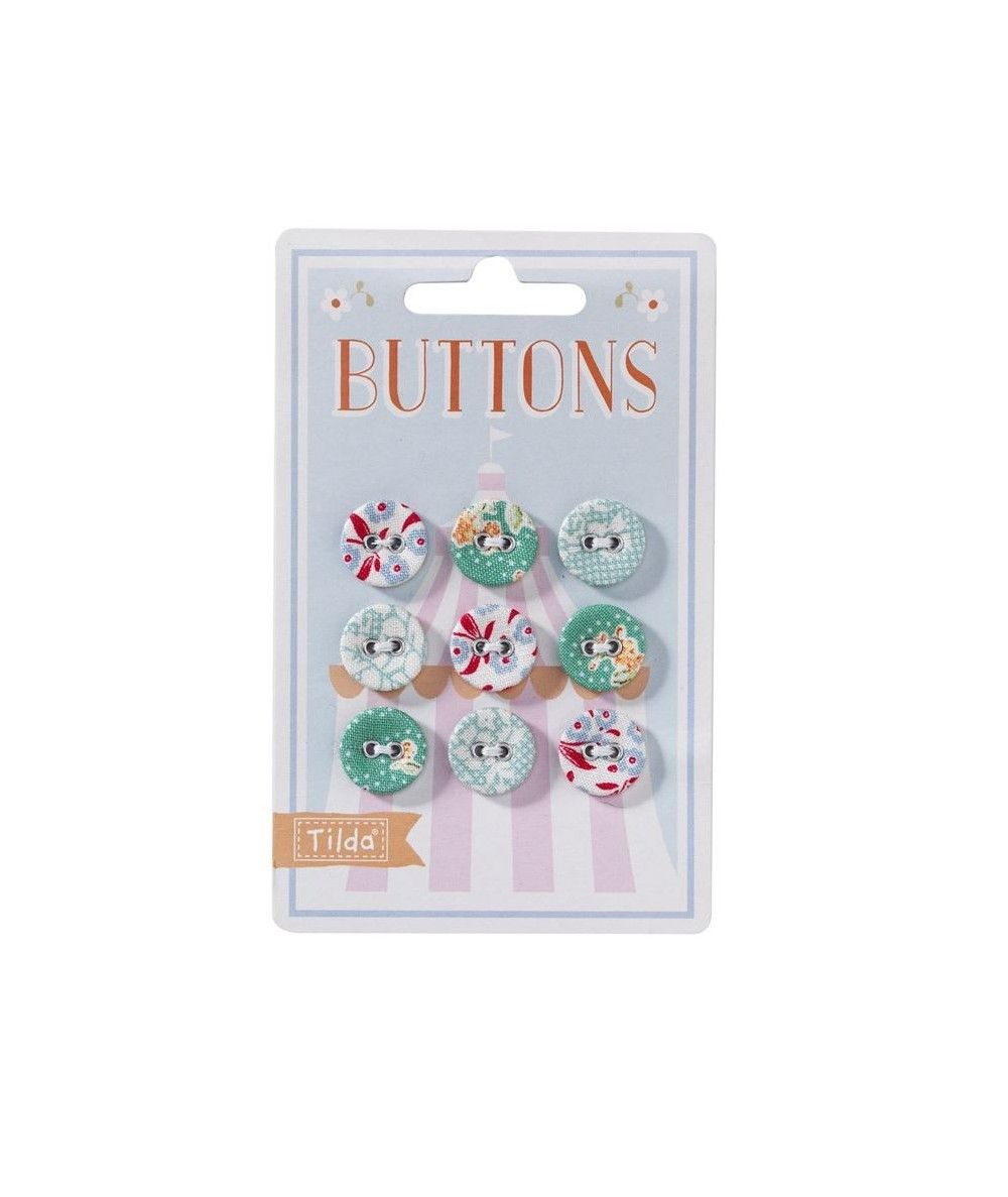 Tilda fabric buttons 15 mm, 6 pz Circus Tilda Fabrics - 1 Tilda fabric buttons 15 mm, 6 pz Circus Tilda Fabrics - 1