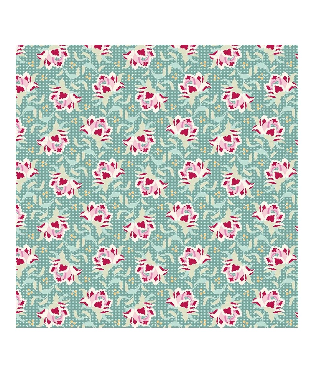 Tilda 110 Clown Flower Teal Tilda Fabrics - 1