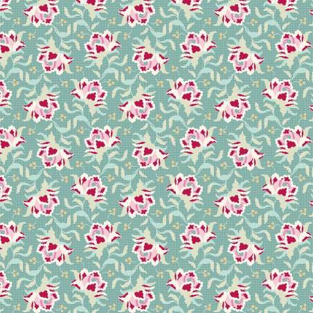 Tilda 110 Clown Flower Teal Tilda Fabrics - 1