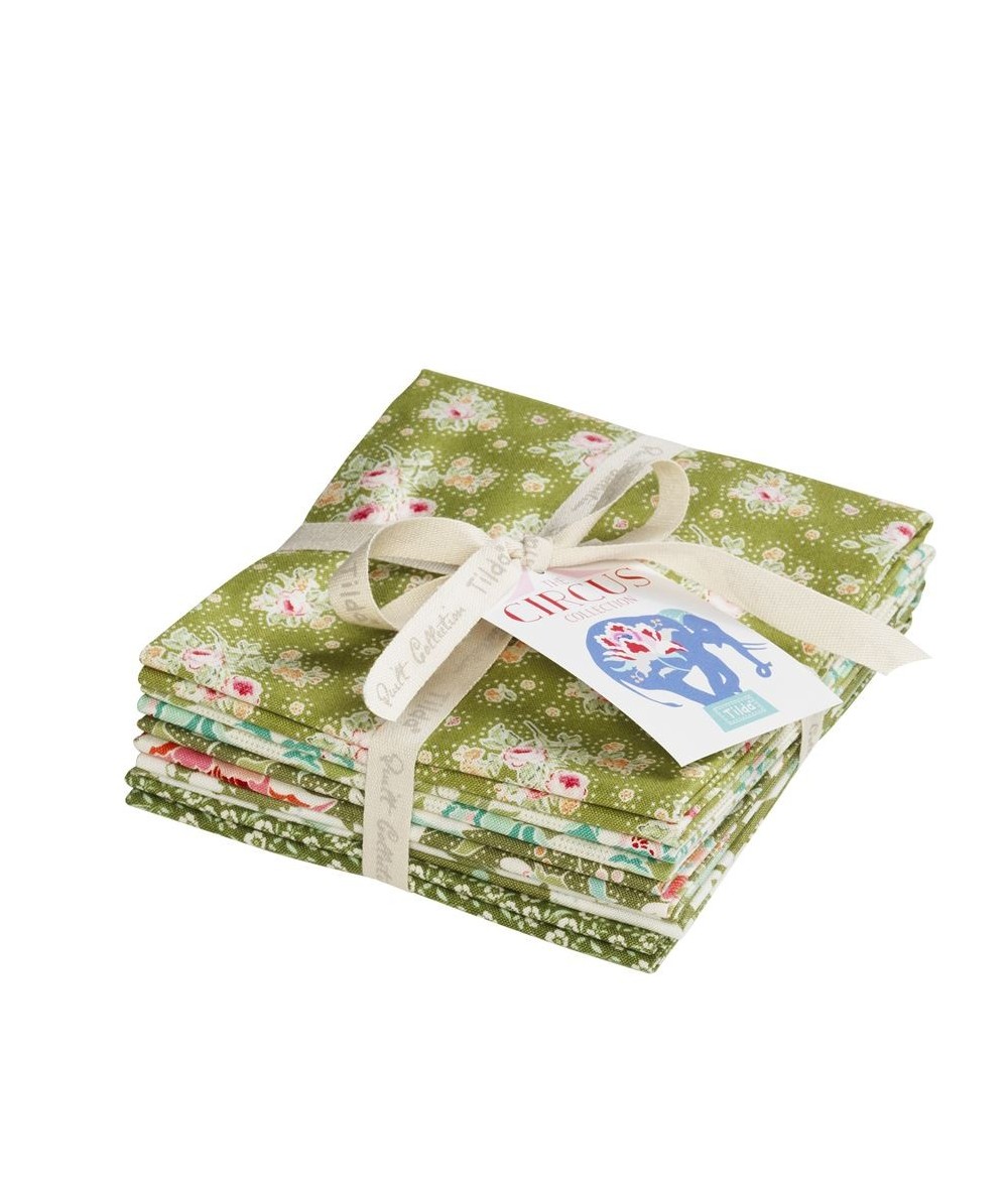 Tilda Fat Quarter Bundle Circus Green, 5pz Tilda Fabrics - 1 Tilda Fat Quarter Bundle Circus Green, 5pz Tilda Fabrics - 1