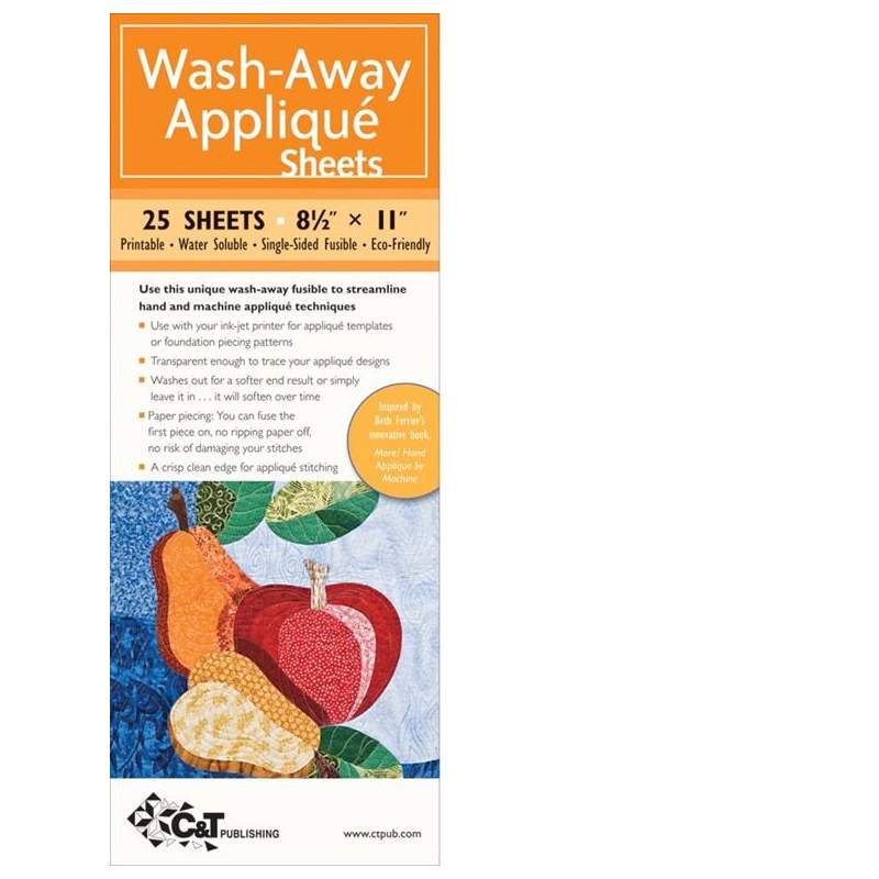 Wash-Away, Carta Termoadesiva Idrosolubile per Appliqué, 25 fogli C&T Publishing - 1 Wash-Away, Carta Termoadesiva Idrosolubile per Appliqué, 25 fogli C&T Publishing - 1