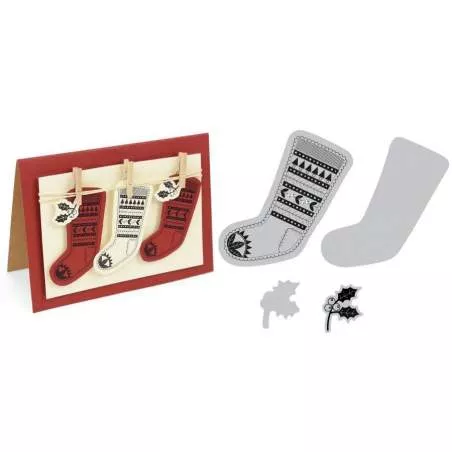 Framelits Die Set 2PK w/Stamps Fairisle Stocking Sizzix - Big Shot - 1