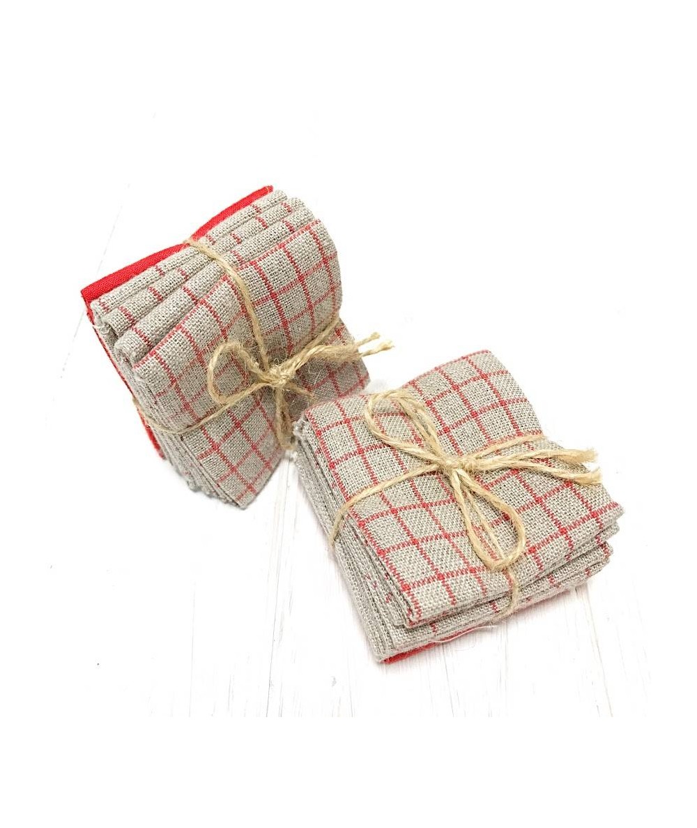 Pacchettino di Lino e Cotone, Beige e Rosso - 25 x 27 cm Roberta De Marchi - 1