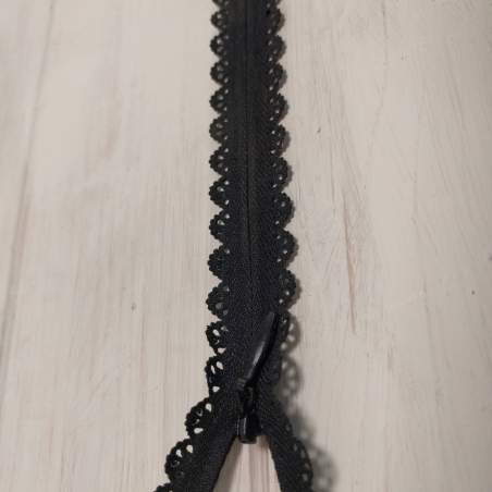 Cerniera Zip Invisibile con Pizzo da 60cm - Nero Notions - 1