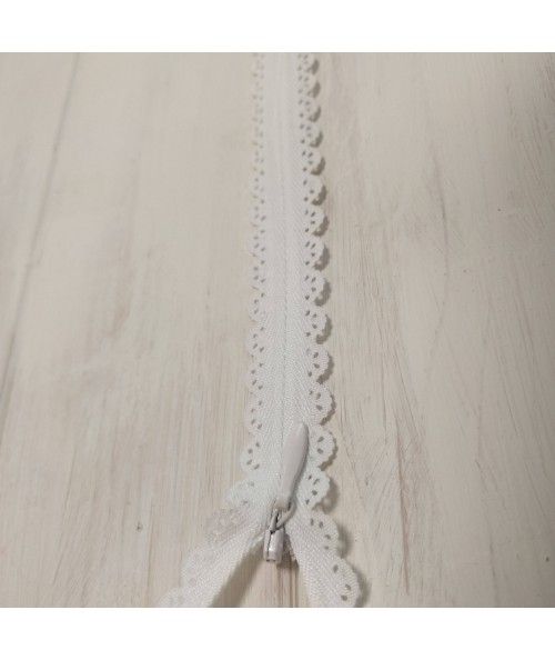 Cerniera Zip Invisibile con Pizzo da 40cm - Bianco