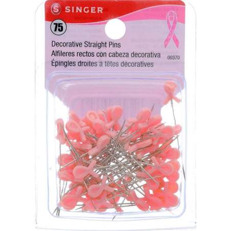 Singer, Spilli Dritti Decorativi con Nastro Rosa da 38mm, 75pz Singer - 1