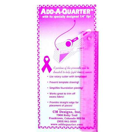 Add-A-Quarter 1/4 inch, Squadra 6 pollici per foundation-paper piecing - Rosa CMDesigns - 1