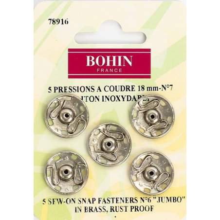 Bohin, Bottoni Automatici a Pressione Argento - da 18 mm Bohin - 1