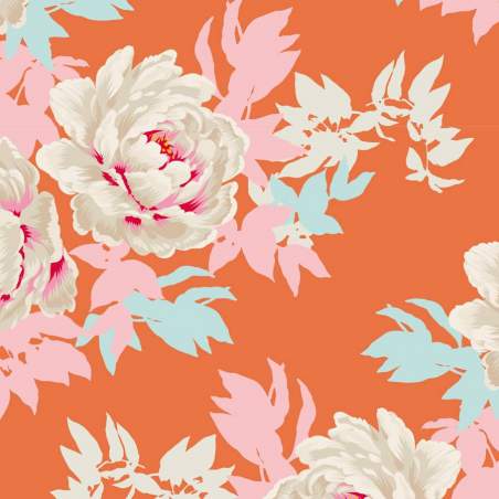 Tilda 110 Sunkiss, Beach Peony Ginger - Tessuto a Fiori Arancione Tilda Fabrics - 1