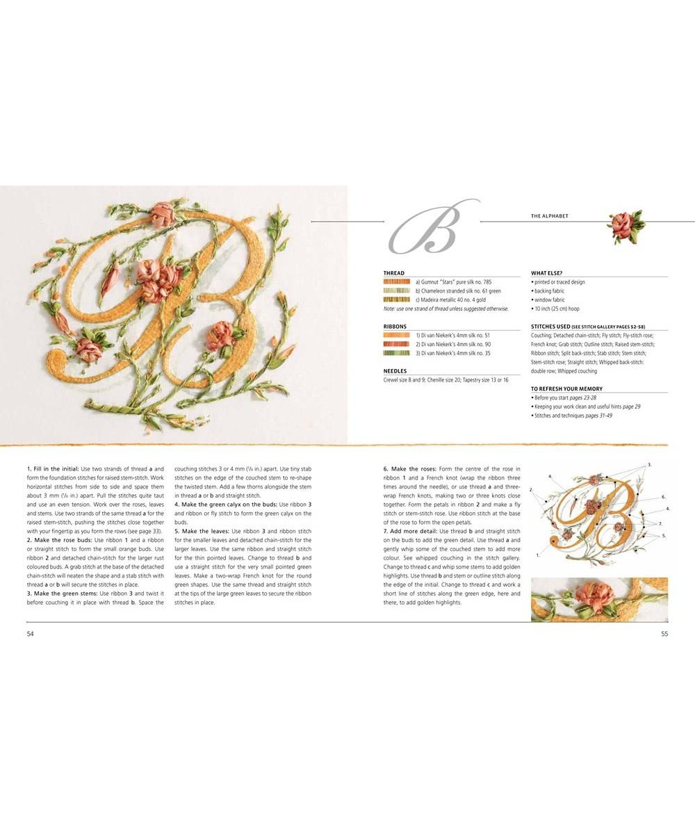 Monograms and Words, in Ribbon Embroidery Search Press - 5