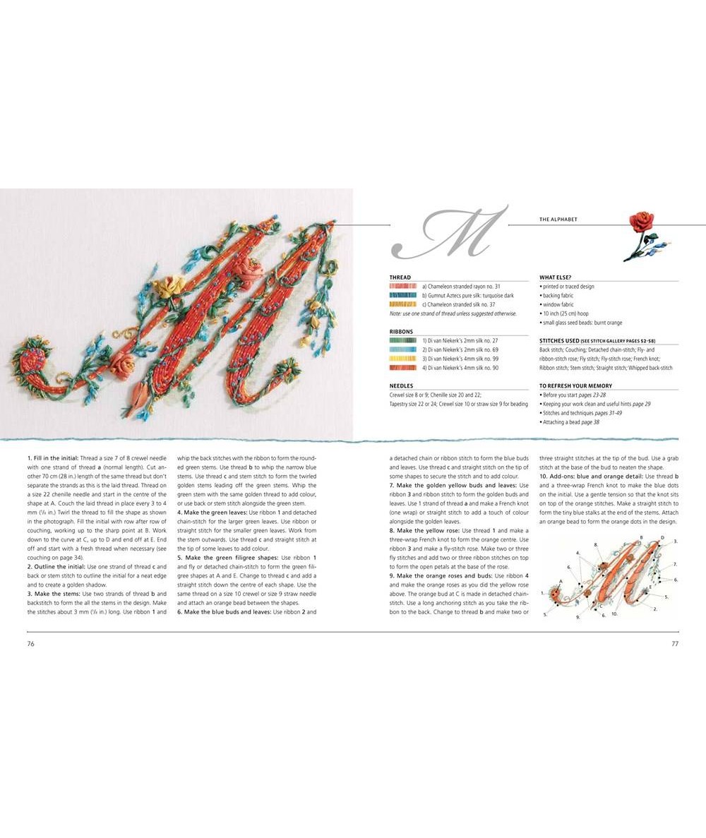 Monograms and Words, in Ribbon Embroidery Search Press - 6