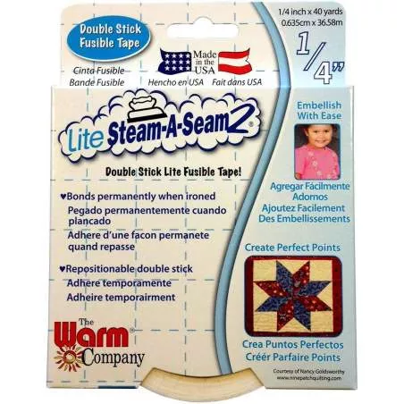 Nastro Termoadesivo su 2 Lati, 1/4 pollice x 36 metri - Steam-A-Seam 2 Lite Warm Company - 1