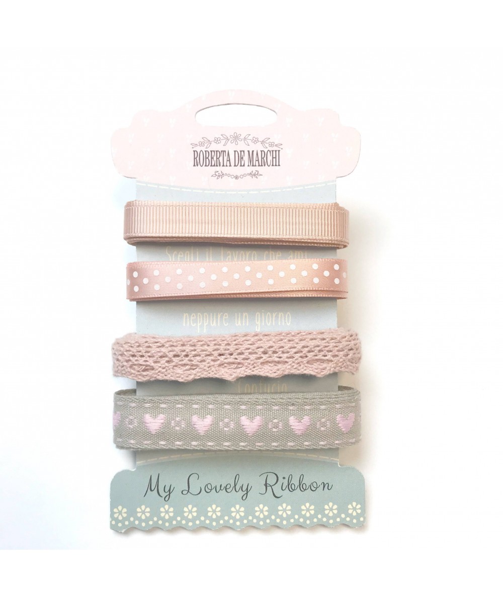 Passamanerie Miste 8m, 4 Nastrini da 2 metri - Azzurro e Beige Roberta De Marchi - 1