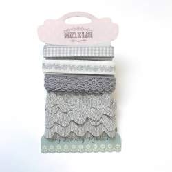 Passamanerie Miste 8m, 4 Nastrini da 2 metri - Azzurro e Beige Roberta De Marchi - 1