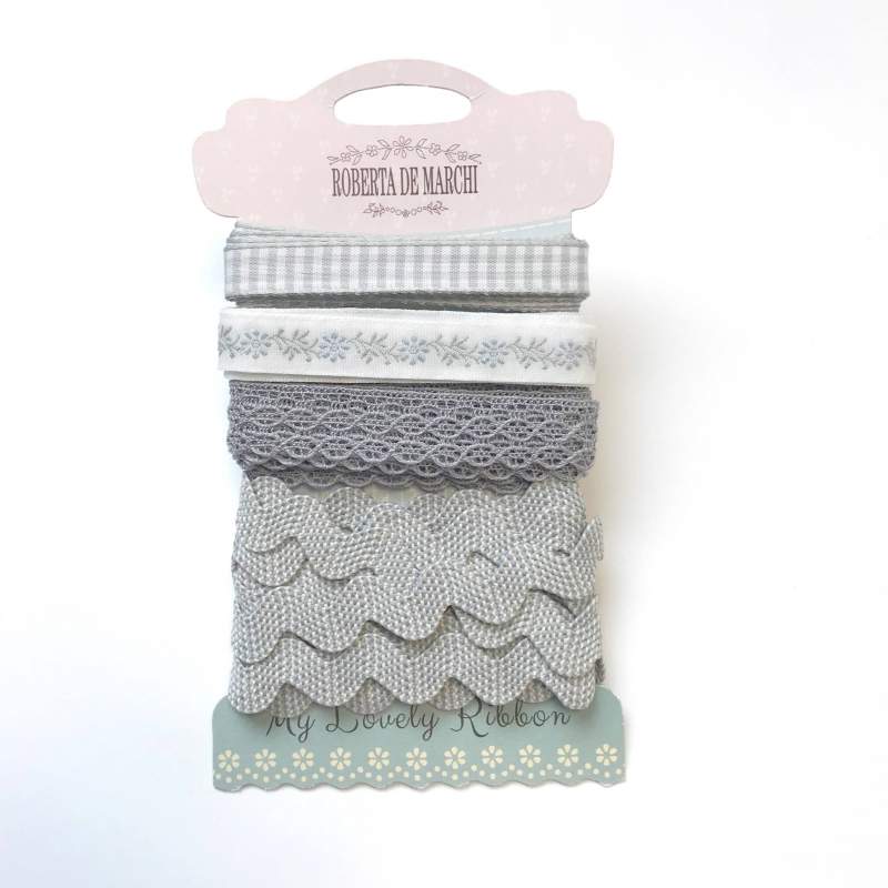 Passamanerie Miste 8m, 4 Nastrini da 2 metri - Azzurro e Beige Roberta De Marchi - 1
