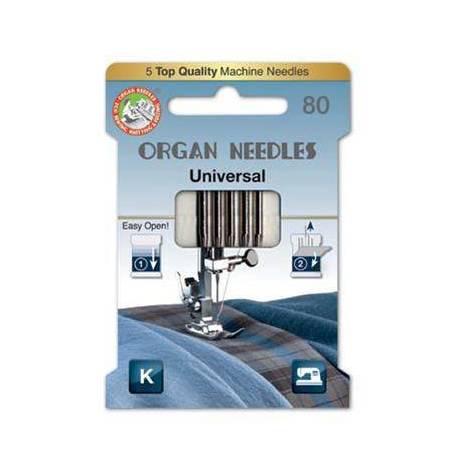 Aghi Universal da 80 per Macchina da Cucire, EcoPack da 5 Aghi Organ Needles - 1 Aghi Universal da 80 per Macchina da Cucire, EcoPack da 5 Aghi Organ Needles - 1