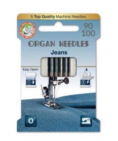 Aghi Jeans misti 90-100 per Macchina da Cucire, EcoPack da 5 Aghi Organ Needles - 1
