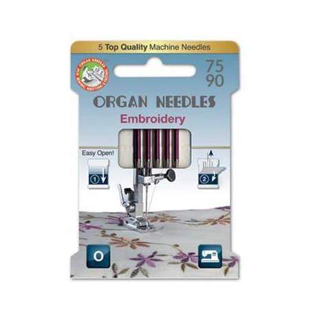 Aghi Embroidery Ricamo misti 75-90 per Macchina da Cucire, EcoPack da 5 Aghi Organ Needles - 1