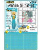 OLFA Premium Quilting Kit - Piano di Taglio Azzurro + Taglierina Rotante + Righello in pollici Olfa - 1