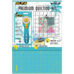 Olfa, Rotella + Righello + Piano di Taglio, Premium Quilting Kit per Cucito e Patchwork Olfa - 1