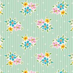 Tilda 110 AppleButter, Nancy Teal - Tessuto Turchese a Fiori e Righe Tilda Fabrics - 1