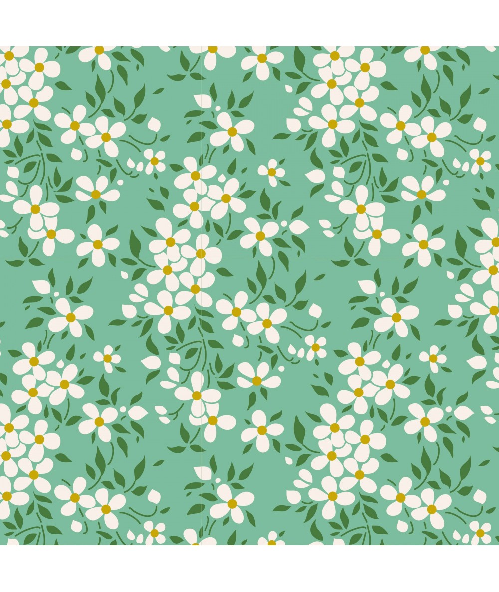 Tilda 110 AppleButter, Peggy Sage - Tessuto Turchese a Fiori Tilda Fabrics - 1