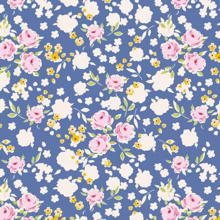 Tilda 110 AppleButter, Bonnie Blue - Tessuto Blu a Fiori Tilda Fabrics - 1