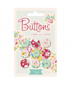 Tilda AppleButter, Bottoni di Tessuto Tilda Rosa e Turchese, 9 bottoni da 15 mm Tilda Fabrics - 1