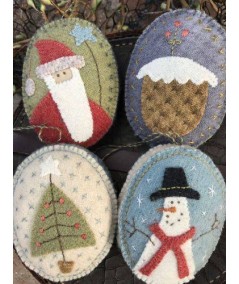 Snowman & the Santa Decoration - Cartamodello Decorazioni di Natale, Anni Downs Hatched and Patched - 1