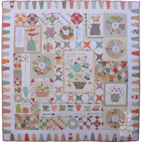 Gossip In The Garden - Cartamodello Quilt nel Giardino, Anni Downs Hatched and Patched - 1