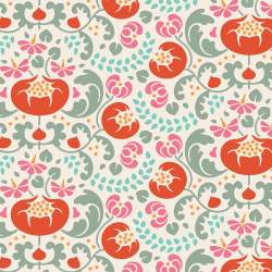 Tilda 110 LazyDays, Mildred Ginger - Tessuto Rosso a Fiori Tilda Fabrics - 1