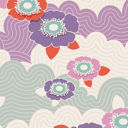 Tilda 110 LazyDays, Frances Lilac - Tessuto Lilla a Fiori Tilda Fabrics - 1