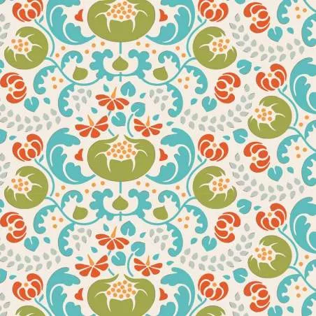 Tilda 110 LazyDays, Mildred Green - Tessuto Turchese a Fiori Tilda Fabrics - 1