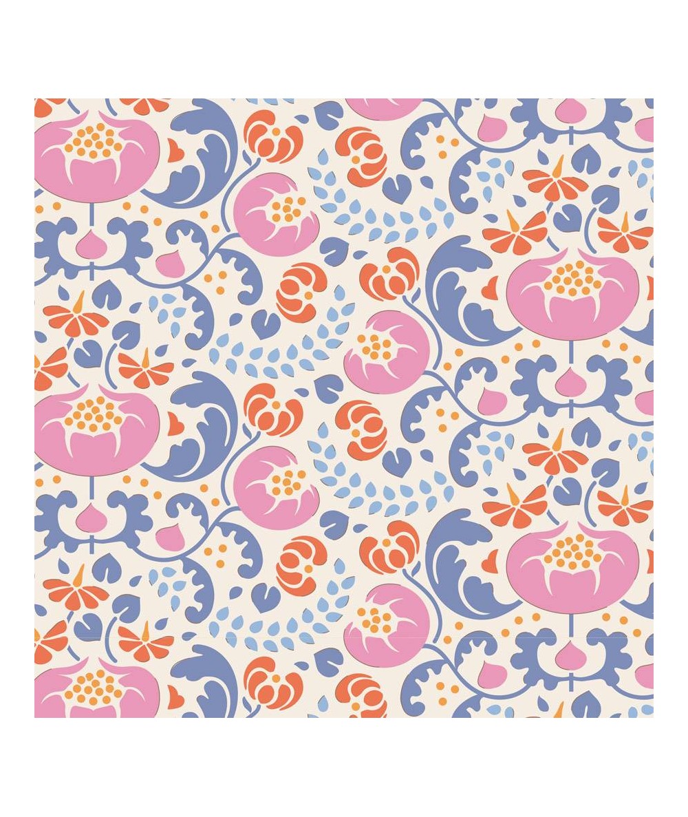 Tilda 110 LazyDays, Mildred Blue - Tessuto Blu a Fiori Tilda Fabrics - 1