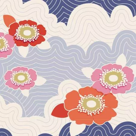 Tilda 110 LazyDays, Frances Blue - Tessuto Blu a Fiori Tilda Fabrics - 1