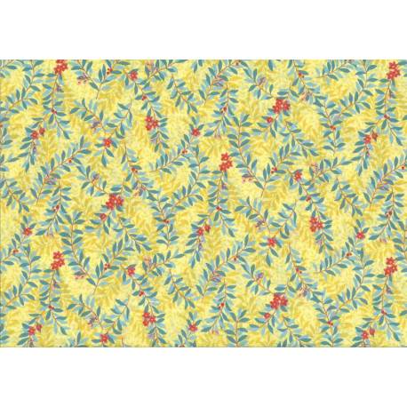 Lecien Natural Elegance, Tessuto Giallo con Foglie Azzurre Lecien Corporation - 2