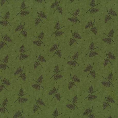 Lecien Centenary Collection 24rd by Yoko Saito, Tessuto Verde Scuro con Rami e Foglie Lecien Corporation - 2