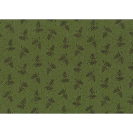 Lecien Centenary Collection 24th by Yoko Saito, Tessuto Verde Scuro con Rami e Foglie Lecien Corporation - 3