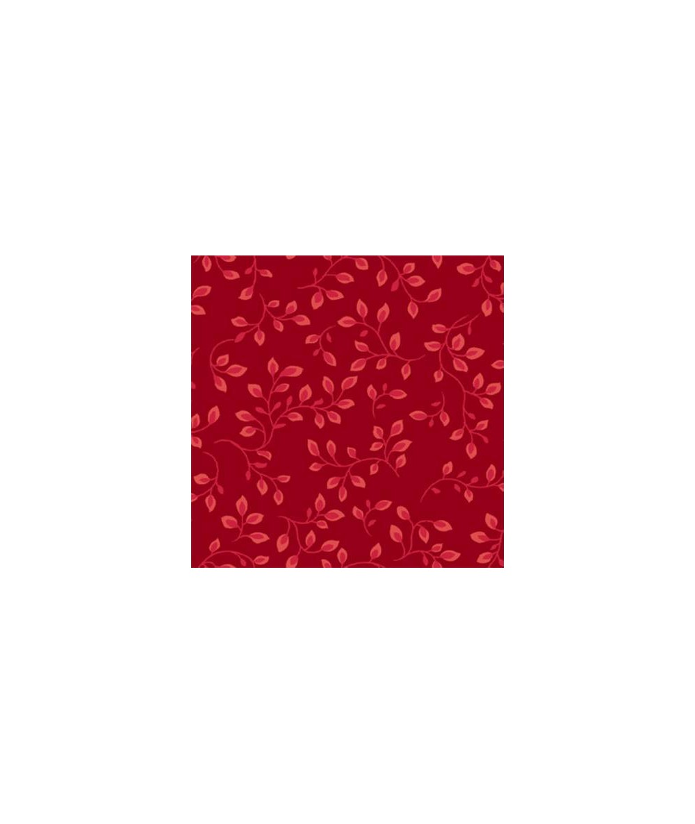 Henry Glass Folio 108 Dark Red, Tessuto per Retro Quilt Rosso Scuro con Foglie Henry Glass - 1
