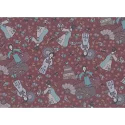 Lecien Dancing in the Blossom by Lynette Anderson- ROSSO SCURO ispirato asiatico Lecien Corporation - 2