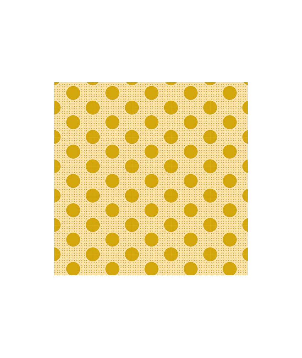 Tilda Medium Dots Flaxen Yellow, Tessuto Giallo Chiaro a Pois Tilda Fabrics - 1