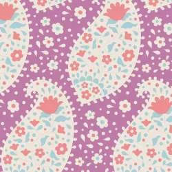 Tilda 110 PlumGarden, Teardrop Plum, disegno cashmere floreale, fondo prugna Tilda Fabrics - 1