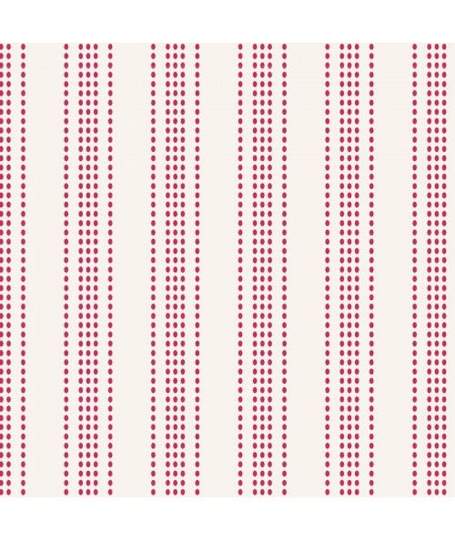 Tilda 110 Tea Towel Basics, Apple Cake Stripe Red - fondo chiaro con Righe puntinate Rosso