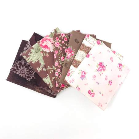 Pacchetto di Tessuto Giapponese Marrone e Rosa - 8 da 33 x 35 cm Roberta De Marchi - 1