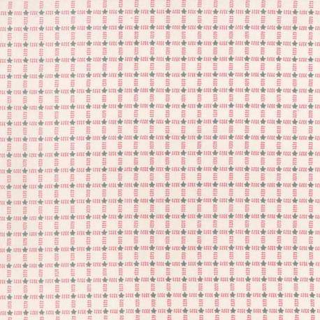 Lecien, Collezione Winter Playground by Lynette Anderson, tessuto beige con disegni rossi e grigi Lecien Corporation - 1
